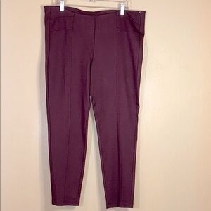 NEW Zac & Rachel leggings burgundy wide waistband center seams pull on pants XL
